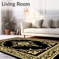 thumbnail image 2 of ODIKA 4'x6' Machine Washable Non-Slip Area Rug, Damask Heritage Motif Featuring Symmetrical Floral High Traffic Rug, Black, 462801, 2 of 7