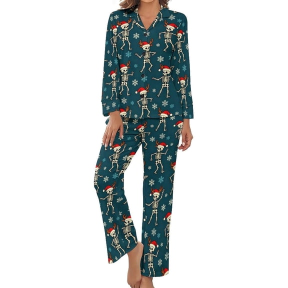 Top-kevin Red Bows Holly Pine Women's Long-Sleeve Shirt And Full-Length Bottom Pajama Set
