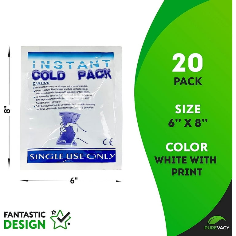Instant Cold Packs for Injuries Disposable 6 x 8 Inch. 20 Pack Instant Cold  Pack. Compact Instant Ice Pack Disposable. Leakproof First Aid Ice Packs  Instant for Pain Relief, Bruise, Swelling 