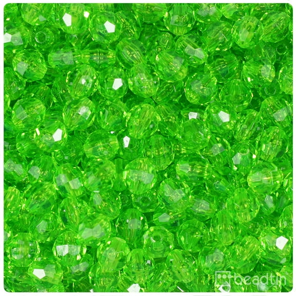 BeadTin Lime Transparent 8mm Faceted Round Craft Beads (450pcs)