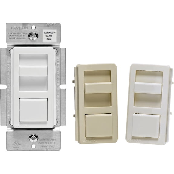 1PACK Leviton Decora CFL/LED White/Ivory/Light Almond Color Change Kit Slide Dimmer Switch