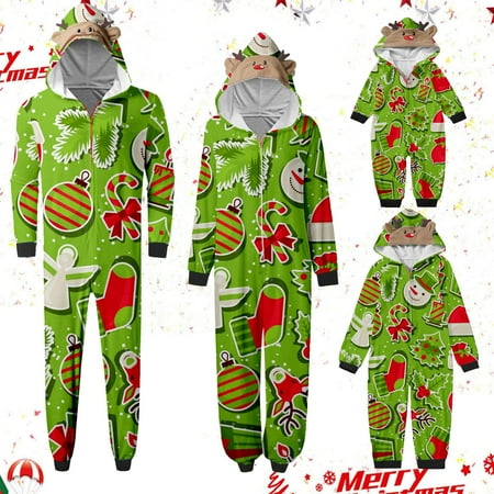 

Hot Sale!Uooqdmx Family Christmas Pajamas Matching Sets Little Sleepies Pajamas Infant Casual Outfit Printed Pajamas Jumpsuit Home Outfit Hooded Jumpsuit Baby Girl Pajamas Green 3M(Baby)