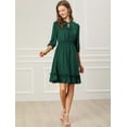 thumbnail image 3 of Vestido Corto de Gasa Allegra K con Dobladillo volantes Manga 3/4 Mujer Verde oscuro XL, 3 of 6