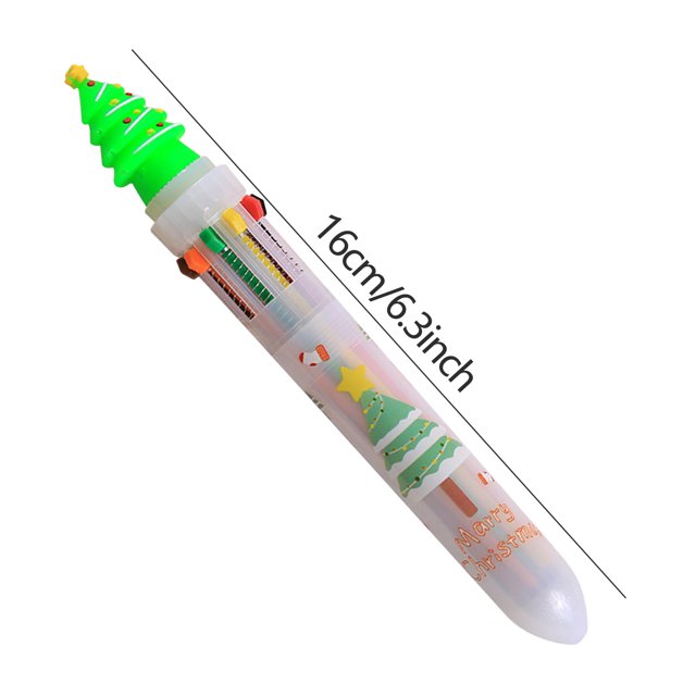 Aodebiao Christmas Ballpoint Pen 10-Color Multi-Function Press Pen Quick-Drying Ink for Office Home Party Gift Writing Journal Planner Stationery