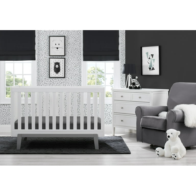 Delta Children Aster 3 in 1 Convertible Crib Greenguard Gold Certified Bianca White Grey Walmart