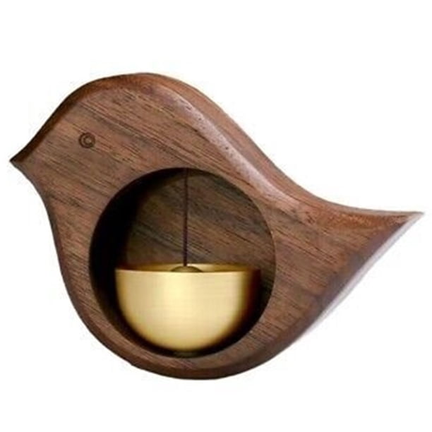 Timbre magnético de madera de nogal con forma de pájaro, timbre for apertura de puerta, decoración colgante