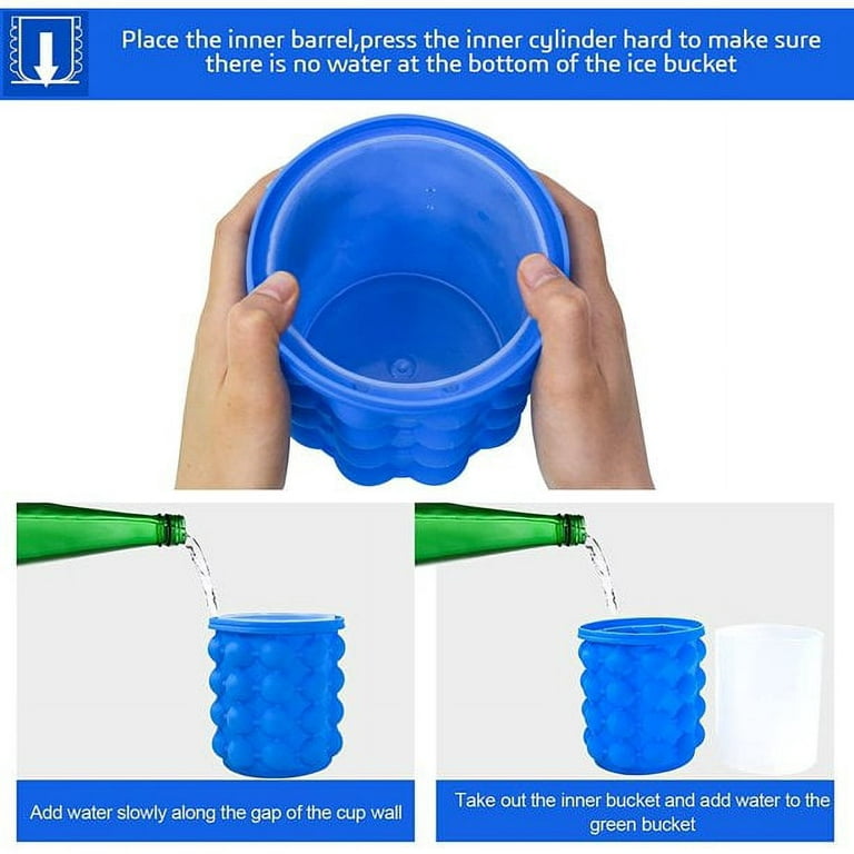 UOYOTT Large Silicone Ice Bucket Ice Cube Maker,Silicone Ice Cube Maker  Cup,Easy-Release Ice Lattice,Portable Ice Trays for Freezer Cocktail,  Coffee
