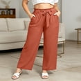 thumbnail image 7 of BiZtdJrK Womens Plus Size Cute Casual Pants Ruffle Elastic High Waisted Drawstring Summer Pant Fashion Streetwear Pants with Pockets Orange XXXL, 7 of 7