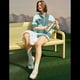 thumbnail image 5 of Conjunto Deportivo de Dos Piezas A Rayas para Mujer, Chándal Extragrande, Top y Pantalones Cortos con Bolsillos, Verde M, 5 of 9