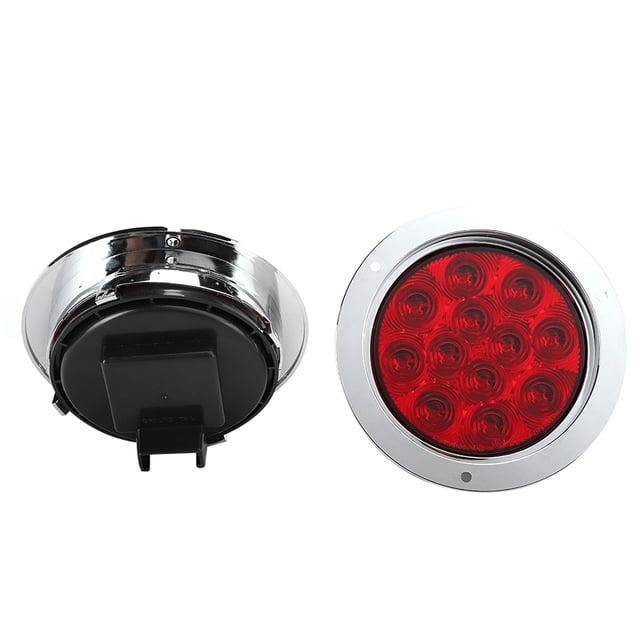 Feux Arrière Ronds Feux de Freinage Arrière de Camion Arrêter Tourner Feu Arrière Camion Éclairage Lampe Voiture Camion Accessoire 2PCS 4inch 12LED Camion Feux de Freinage Arrière Clignotants Feu Rouge Rond 12V