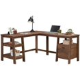 thumbnail image 3 of Sauder Trestle Engineered Wood L-Shaped Desk in Vintage Oak Finish, 3 of 14