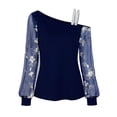 thumbnail image 5 of Long Sleeve Shirts For Women Slant Neck Mesh Off The Shoulder T Shirt Fashion Line Neck Base Top Womens Long Sleeve Tops, 5 of 5