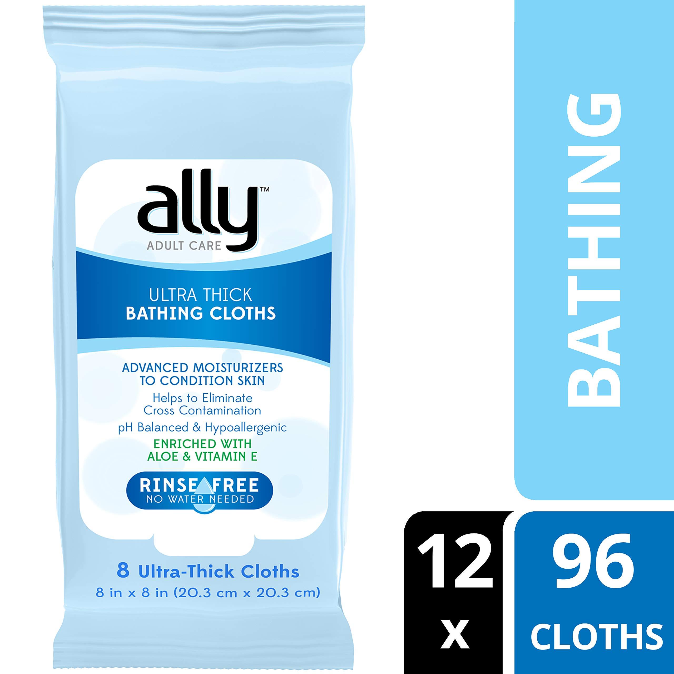 Ally RinseFree UltraThick Adult Bathing Cloths, Microwaveable and