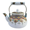 thumbnail image 3 of Jarra de bebida de tetera de té de esmalte con agua resistente al mango de agua hervidor de agua bota de esmalte floral para cocina hirviendo agua de B, 3 of 8