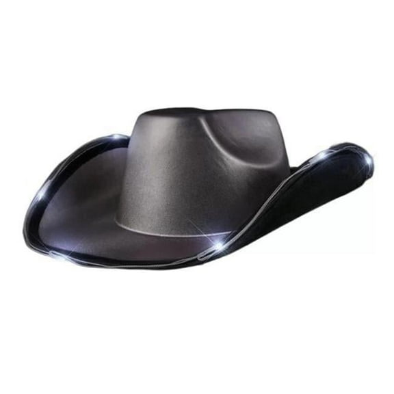 Blinkee LUSSCBH-DKSL Light Up Shiny Satin Metallic Space Cowboy Hat, Dark Silver