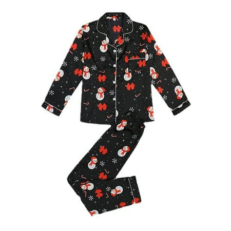 

Uorcsa Fashion Casual Home Comfy Mom Pajamas Christmas Parent-child clothing Black