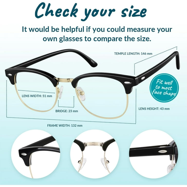 ZENNI Blue Light Blocking Glasses for Women Men Browline Frame Black Semi Rimless Relieve Digital Screen Eye Strain Clear Lens