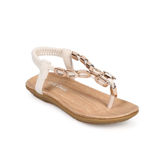 New Girl Link Calista-85K Nubuck Beaded Slingback Gladiator Thong Sandal 9 - 4