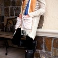 thumbnail image 3 of Navy & Golden Brown - 71" Brushed Acrylic Faux Fur Pocket Scarf, 3 of 4