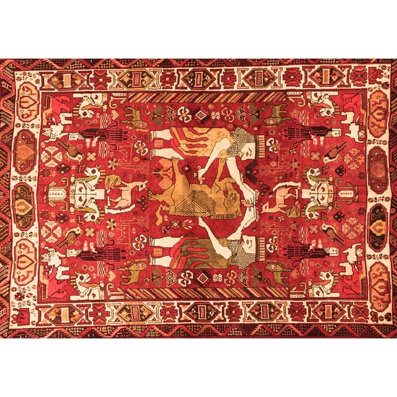 Ahgly Company Indoor Rectangle Animal Orange Traditional Area Rugs, 5' x 7'