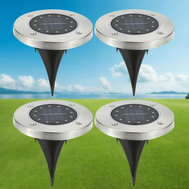 Luz De Tierra Camino decorativo Paisaje Luces 4pcs Solar para el hogar (Luz cálida + 12LED)