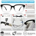 thumbnail image 6 of MARE AZZURO Oversized Reading Glasses 1.25 Women Retro Square Readers 1.0 1.25 1.5 1.75 2.0 2.25 2.5 2.75 3.0 3.5 4.0 5.0 6.0 (Black/Clear, 1.25) Polycarbonate Lens, 6 of 7