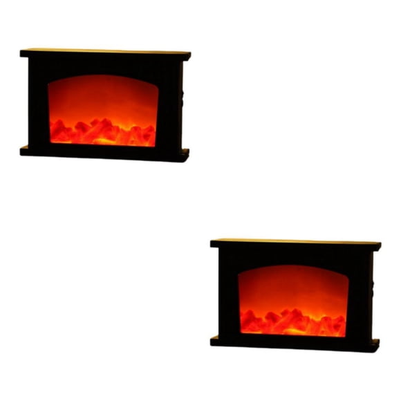Billuyoard Portable LED Fireplace Lantern Flamless Log Lamp Fire Effect for Home Garden Casa 2Conjunto