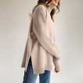thumbnail image 6 of Women's Turtleneck Tunic Sweater, Womens Fall Sweaters, Long Sleeve Side Slit Casual Pullover Top, 6 of 7