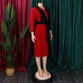 thumbnail image 4 of AURA Plus Size Women 2026 Elegant Color Block Strap Pleated High Waist Midi Dress, 4 of 10