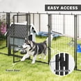 thumbnail image 6 of PawHut Outdoor Dog Kennel, Welded Wire Dog Run with 360° Rotating & 4 Levels Adjustable Bowls, Waterproof & UV Resistant Cover, 9.8' x 9.8' x 6.8', 6 of 10