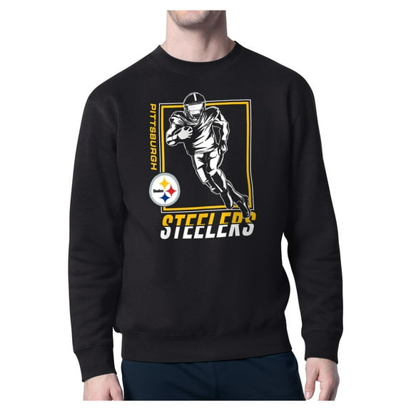 Men's Starter Black Pittsburgh Steelers Player Grid Pullover Sweatshirt