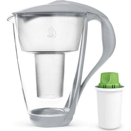 

Dafi Crystal Glass Filtering Water Pitcher 8 Cups LED Gray + Alkaline Filter BPA-Free