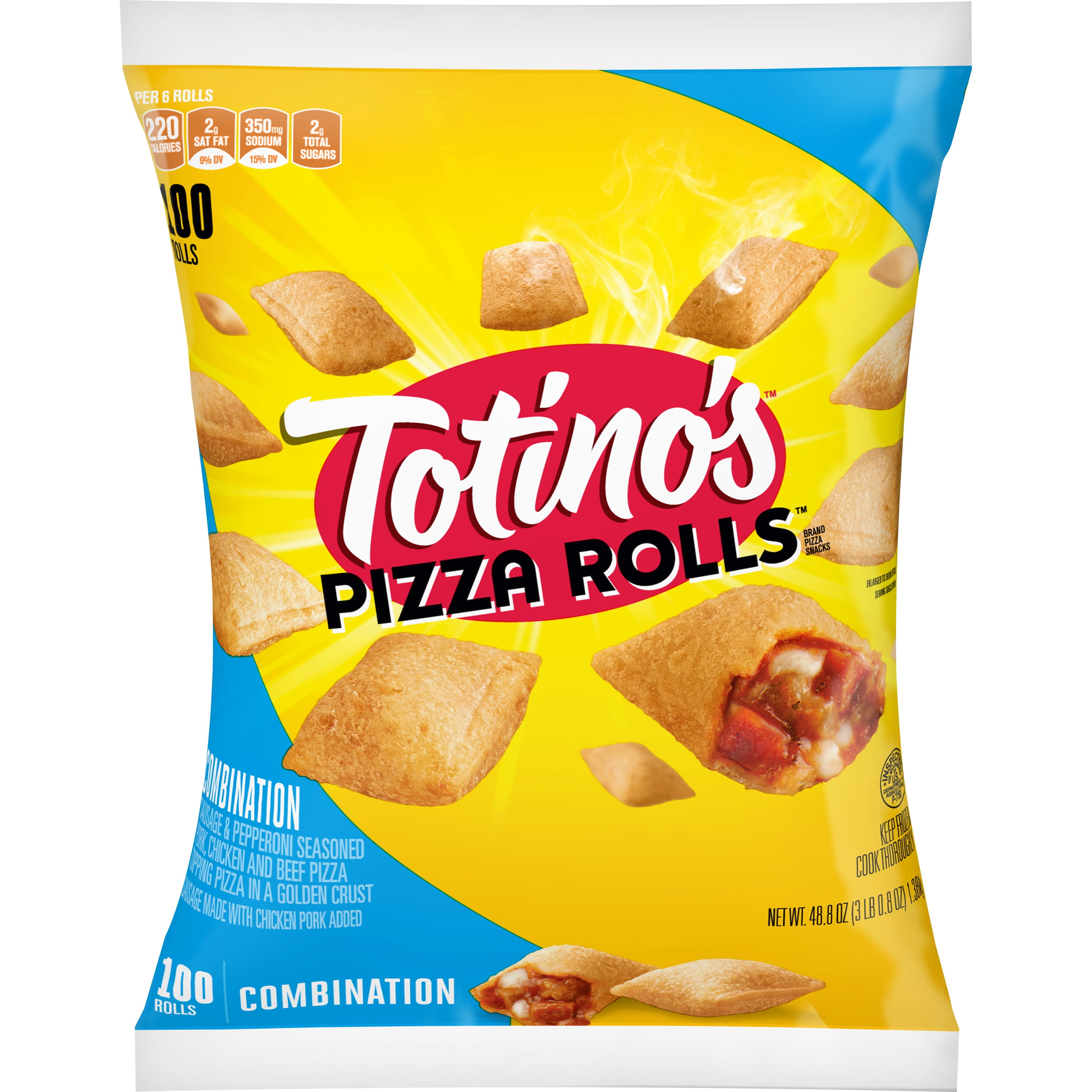 Totino's Pizza Rolls, Combination, 100 Rolls, 48.85 oz Bag Walmart
