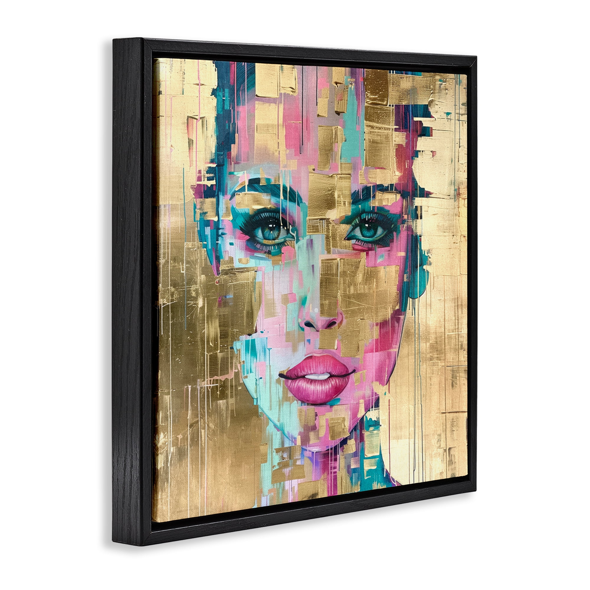 Stupell Industries Bold Hued Radiance People Painting Black Floater Framed Canvas Art Print Wall Art, 25 x 25