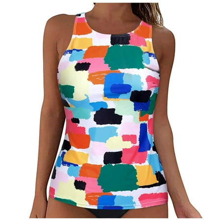 adviicd Women s Tankini Tops Women Halter Bikini Tops Push Up Bathing Suit Top V Neck Full Coverage Swimsuit Top Only (Pink M)