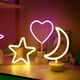 thumbnail image 4 of Letrero de neón LED con forma de corazón rosa, luz nocturna, arte decorativo, base de soporte, lámpara de mesa para el hogar, niños, bodas, Navidad, fiestas de cumpleaños, funciona con USB o pilas., 4 of 4