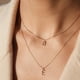 thumbnail image 2 of Collares con inicial de A-Z y letras pequeñas para mujer, gargantilla de cadena con letras pequeñas y brillantes, joyería de Collar en capas de acero inoxidable de Color dorado, 2 of 4