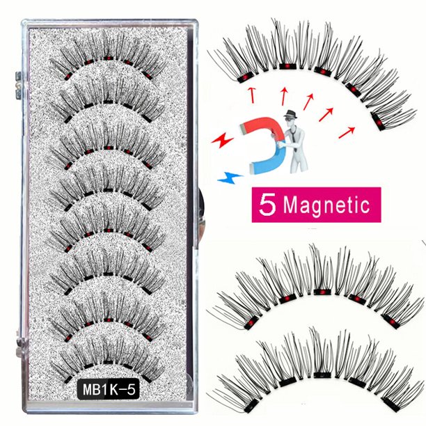 LEKOFO-Pestañas magnéticas de visón natural, 5 pestañas magnéticas, 4 pares de imanes, pinzas de pestañas sintéticas, 8 piezas hola suerte unisex
