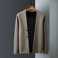thumbnail image 4 of Ropa para hombre Suéter de punto negro con cuello en V Cárdigan liso para hombre Color sólido Talla grande Overfit Casual Estética antigua Meme Street X, 4 of 4