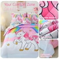 thumbnail image 5 of OKKEEY Rainbow Pink Unicorn Comforter Set for Girls, Twin 6 Pcs Cute Colorful Unicorn Bedding Set for Kids Teens, Soft Machine Washable Bed in a Bag for All Season, 5 of 10
