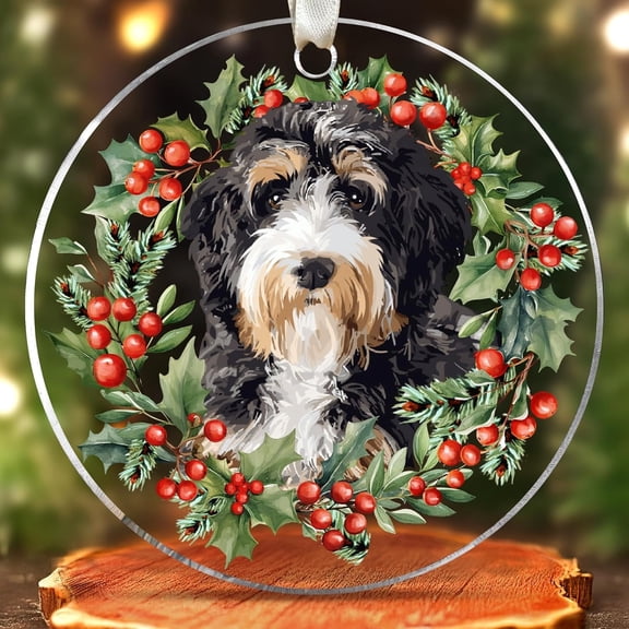 Bernedoodle Acrylic Ornament 2025 – Bernedoodle Dog Christmas Tree Decoration, Pet Owner Gift, Holiday Keepsake