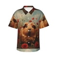 thumbnail image 1 of Balery Rose Cute Guinea Pig Camisas hawaianas de manga corta para hombre, camisas playeras de corte holgado, camisas de vacaciones con botones,XX-Large, 1 of 7