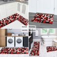 thumbnail image 5 of Geometric Square Red Pattern Anti Fatigue Kitchen Rugs Set Of 2, Non Slip Washable Decorative Floor Mats for Kitchen Sink Laundry, 17"x30" and 17"x47", 5 of 6