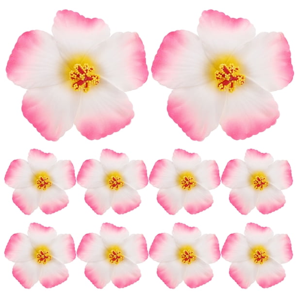 KAKOWELY 10 flores artificiales hawaianas y flores de hibisco para centros de mesa de fiestas luau tropicales, manualidades DIY, decoraciones para eventos de playa y verano.