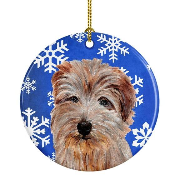 Norfolk Terrier Winter Snowflakes Ceramic Ornament