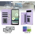 thumbnail image 2 of TECH CIRCLE Folio Faux Leather Case for Google Pixel 6a (6.1") 2022 - Protective Stylish Phone Case, Built-in Stand & Card Slots & Wrist Strap & Button Closure, Lightweight Portable Cover, Purple, 2 of 9