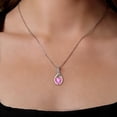 thumbnail image 3 of Gem Stone King 925 Sterling Silver Pink Mystic Topaz and White Moissanite Pendant Earrings Set for Women (4.14 Cttw, Gemstone Birthstone, with 18 inch Chain), 3 of 4
