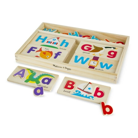 Melissa & Doug ABC Picture Boards - Educational Toy With 13 Double-Sided Wooden Boards and 52