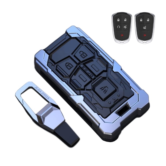 Key Cover Case, Zinc Alloy Smart Remote Key Fob Case Protector Shell Compatible with Cadillac Escalade CTS SRX XT5 ATS STS CT6 4/5-Buttons 2015-2019