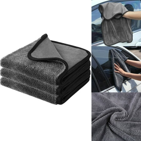 Cadorn 3 – Piece Coral Fleece Thickened Absorbent Car Cleaning Cloths 40×40cm Lint – Free Auto Wash Towels